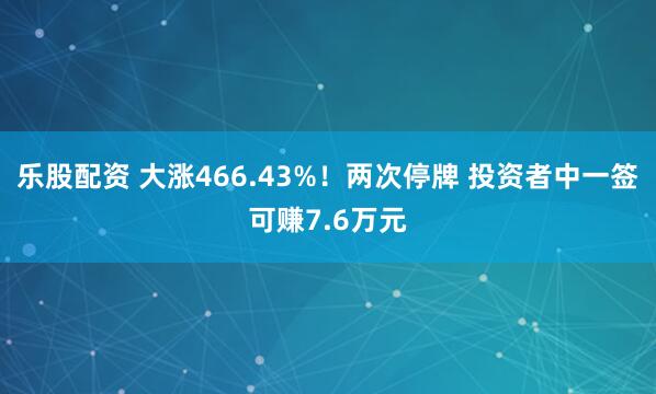 乐股配资 大涨466.43%！两次停牌 投资者中一签可赚7.6万元